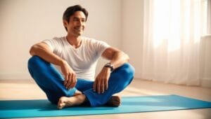 Man sitting doing yoga