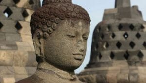 A close-up of a Buddha statue.